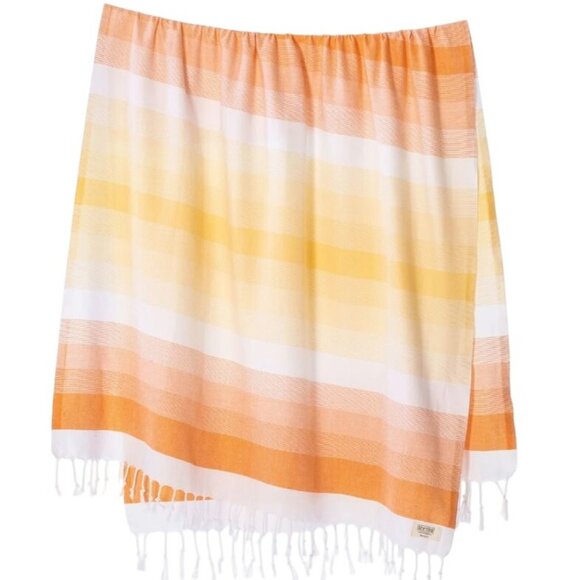 Teema Turkish Towel Yellow Layers 100% Turkish Cotton Flat Woven 68" x 38" - Picture 3 of 4